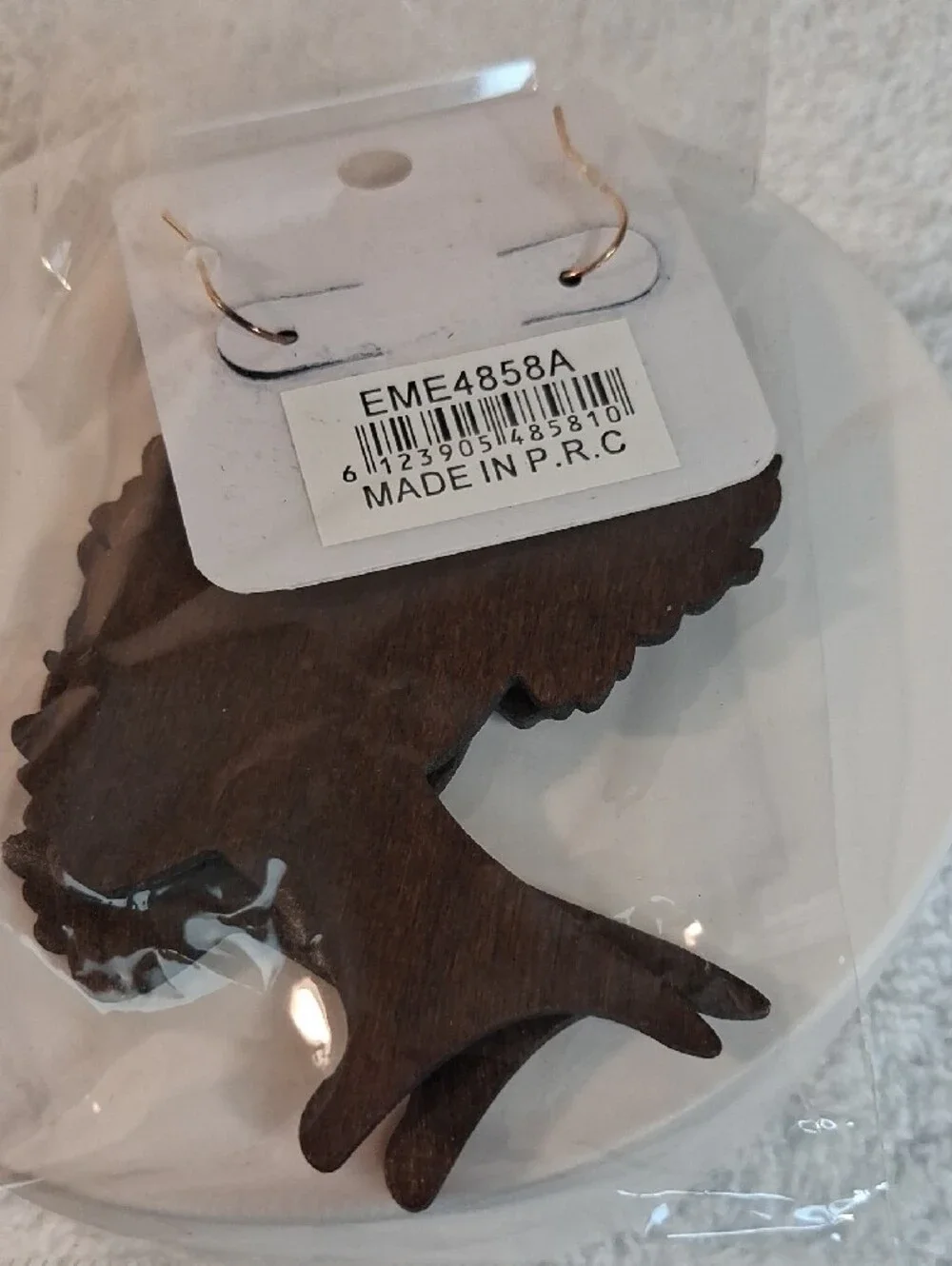 Top & Top Pastel Dark Brown Afro Silhouette Wood Accent EARRINGS